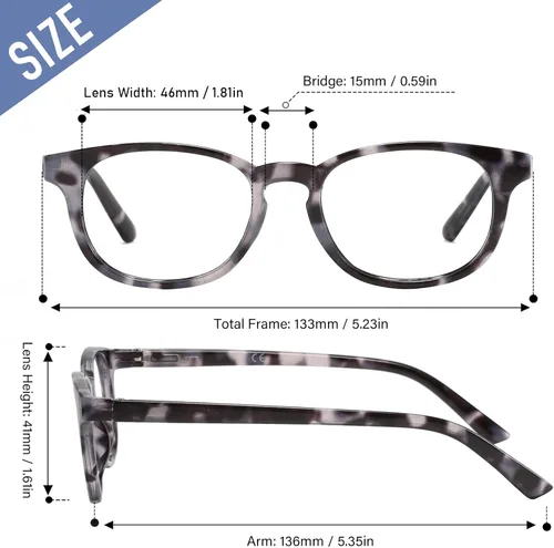 Miniatura 5 de Przene Gafas de lectura para hombres y mujeres, con bloqueo de luz azul, bisagras de resorte, paquete de estilo ligero Gris Demi/Marrón/Azul/Rojo