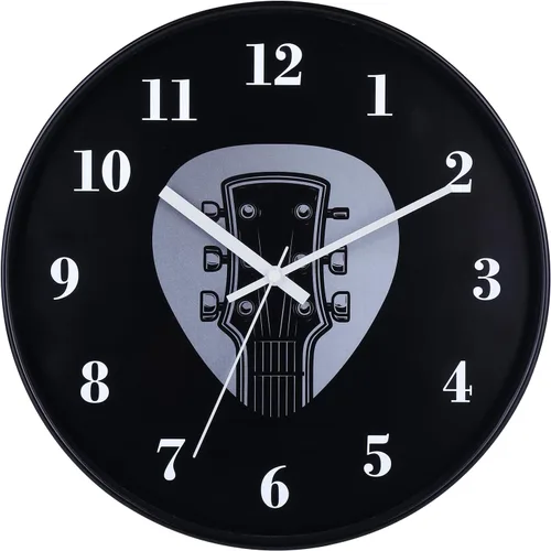 Reloj de pared de guitarra de 12 pulgadas, silencioso, sin tictac, funciona con pilas, diseño único de púa de guitarra y cabeza, regalo de