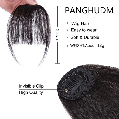 Miniatura 3 de Extensiones de cabello con clip en la peluca con flequillo, flequillo diagonal intercalado en el flequillo, flequillo de aire adecuado para el uso