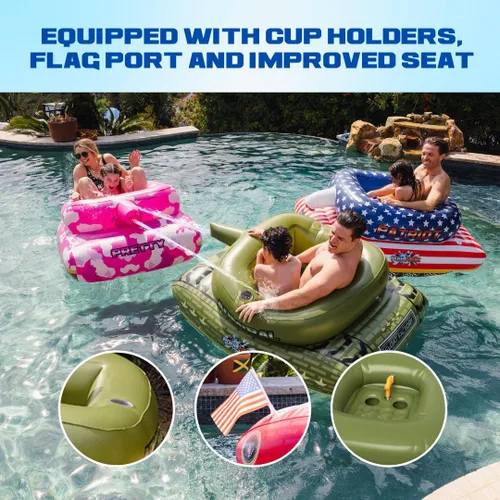 Miniatura 4 de Flotador inflable de alta calidad para piscina, flotador inflable con cañón de agua que explota agua hasta 50 pies. Flotadores inflables duraderos