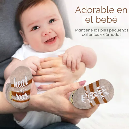 Miniatura 5 de Calcetines de algodón orgánico, 8 pares de calcetines para bebés de 0 a 6 meses, calcetines para recién nacidos con agarre, suela antideslizante