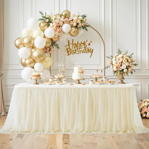 Miniatura 23 de Suppromo - Falda de mesa con tutú de calidad superior, con 3 capas de malla, plisada, de tul, para fiestas, bodas, baby shower, fiestas de Rosa