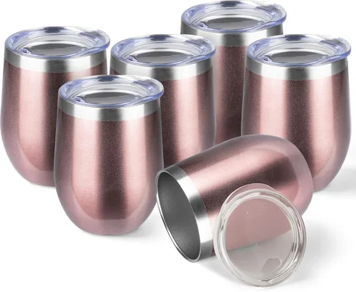 Miniatura 28 de StarSpeed Vaso de vino de 12 onzas con tapa, tazas de viaje de acero inoxidable sin pie con aislamiento de doble pared, taza de café aislada, vasos