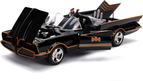 Miniatura 5 de Jada DC Comics 1:18 1966 Serie de TV clásica Batmobile - Coche fundido a presión con figuras de Batman y Robin de 3 pulgadas, juguetes para niños