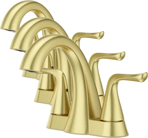 Miniatura 13 de Grifo Pfister Willa para lavabo de baño, 8 pulgadas de separación amplia, 2 manijas, 3 orificios, certificado NSF, acabado dorado cepillado, Oro