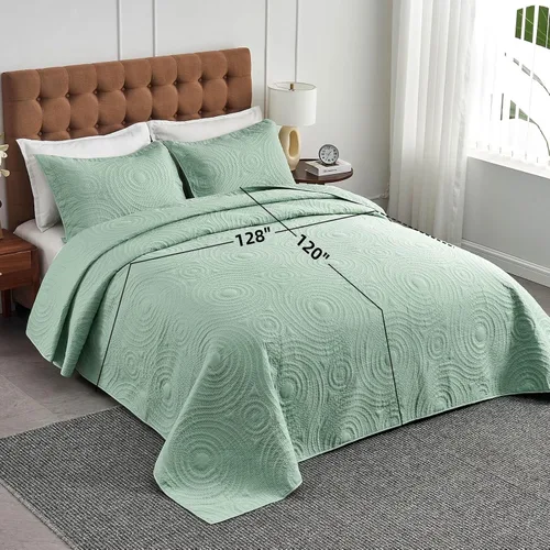 Miniatura 2 de Juego de colcha de gran tamaño de 128 x 120 pulgadas para cama extra alta, tamaño King o Cal King, incluye 1 edredón, 2 fundas de almohada