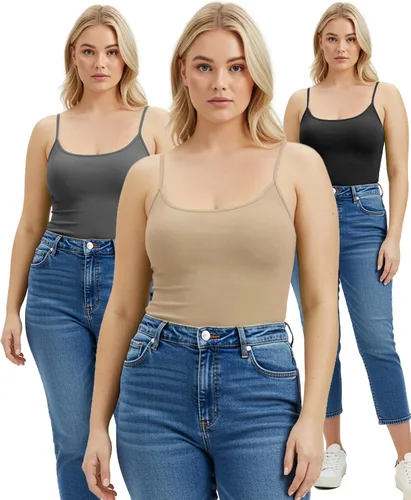 Miniatura 297 de Emmalise Camisola larga casual básica para mujer, con tirantes ajustables, top en capas