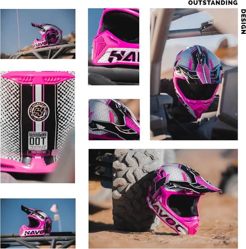 Miniatura 6 de HAX Havoc Fullface - Casco todoterreno para adultos, ATV Motorcross, moto de nieve, ligero, duradero y certificado por DOT para seguridad