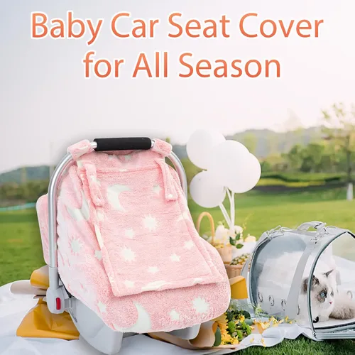 Miniatura 7 de Funda de invierno para asiento de automóvil para bebé, funda de asiento de automóvil infantil que brilla en la oscuridad, capota acogedora y cálida