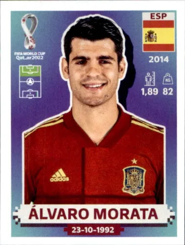 Adhesivos de Panini 2022: Road to FIFA World Cup Qatar 2022#ESP19 Álvaro Morata España Adhesivo de Fútbol