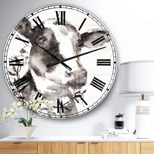 Miniatura 2 de DesignQ Reloj de pared con diseño de vaca y vida campestre para el hogar, dormitorio, baño, oficina, sala de estar