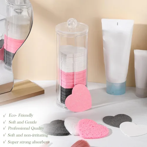 Miniatura 4 de Sieral 120 esponjas faciales comprimidas para mujeres con contenedor, almohadillas desechables para lavar la cara, exfoliar, esteticista, blanco
