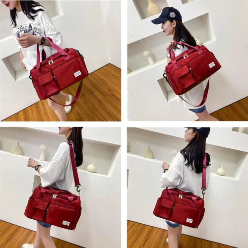 Miniatura 127 de Pequeña bolsa de gimnasio para mujer, bolsa de viaje con compartimento para zapatos
