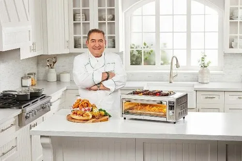 Miniatura 6 de Emeril Power Grill 360, horno tostador de convección 6 en 1 con parrilla superior interior, freír al aire, asar, tostar, hornear, deshidratar, tapa