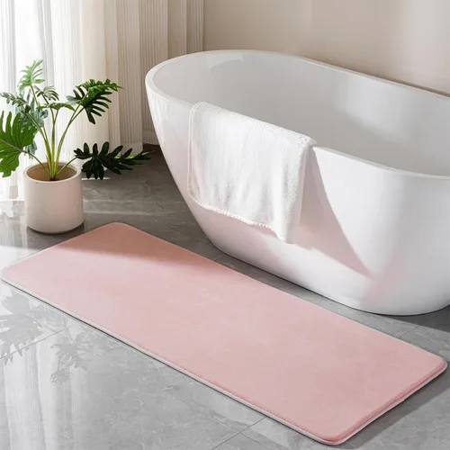Miniatura 12 de Alfombra de baño de espuma viscoelástica negra, alfombra de baño larga y estrecha, alfombra de baño de microfibra antideslizante, suave, absorbente