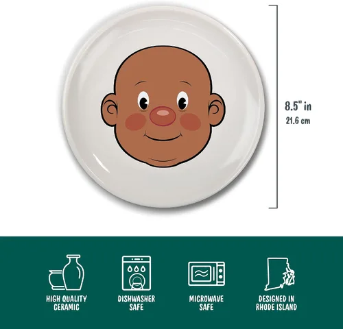 Miniatura 3 de Genuine Fred, Plato de actividad de cerámica FOOD FACE, blanco, diámetro de 8.5 pulgadas