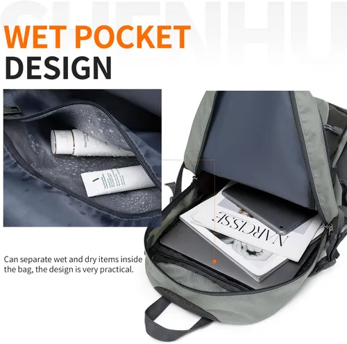 Miniatura 2 de Mochila de senderismo impermeable de 40 L, mochila deportiva al aire libre, mochila de campamento para hombres y mujeres A3-gris