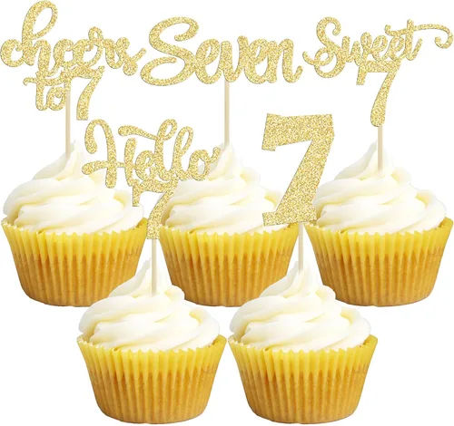 Miniatura 33 de 30 piezas Adornos para pastel de cumpleaños de 6 años, seis brillos, hola 6, púas para cupcakes, felicitaciones a los 6 años, decoraciones