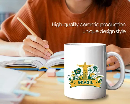 Miniatura 3 de Taza de café de Brasil de 11 onzas, bandera de Brasil, Río de Janeiro, fútbol, fútbol Art Deco, estatua de recuerdo para viajeros, hombres