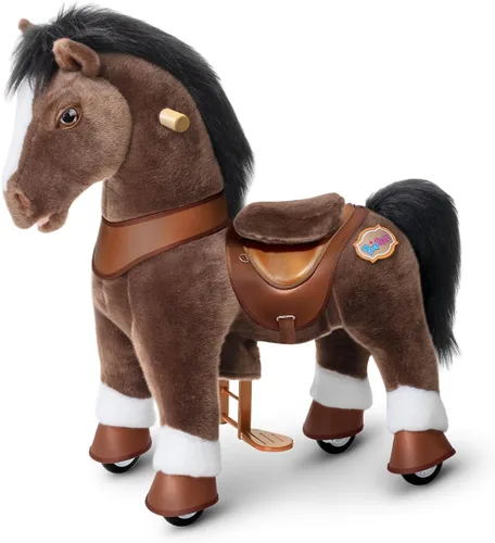 Miniatura 19 de PonyCycle Caballo para montar en pony avanzado modelo Y de peluche marrón juguete de caballo de montar tamaño 3 para edades 3–4, caballo balancín