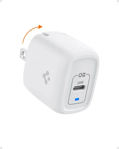 Spigen para bloque de cargador USB C, [GaN rápido] Adaptador de corriente USB-C de 20 W tipo C compatible con iPhone 17 16 15 14 13 12 MagSafe Z