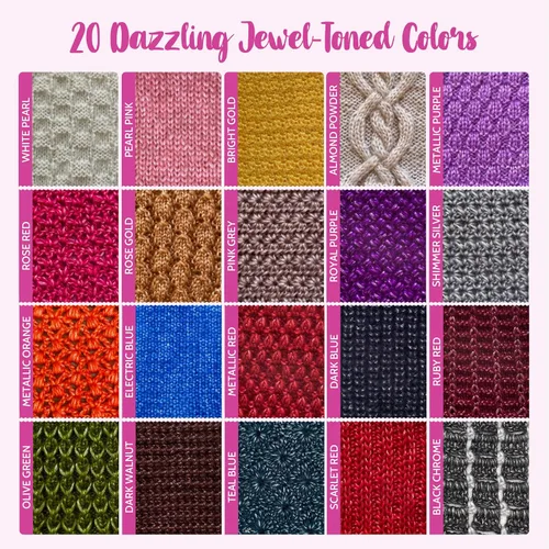 Miniatura 7 de Retro-Glam Hilo Metálico para Crochet, Paquete de 4 (1280 Yardas / 14.11 Onzas), Patrones Gratuitos - Hilo Brillante para Tejer - Peso Ligero 3 DK