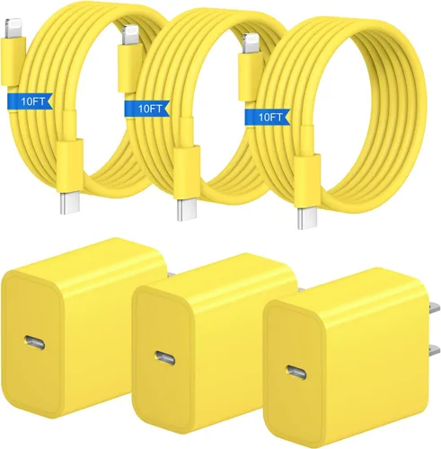 Miniatura 14 de Cargador rápido para iPhone, 3+3 unidades, cargador de pared USB C de 20 W con cable de carga rápida de 6 pies compatible con iPhone
