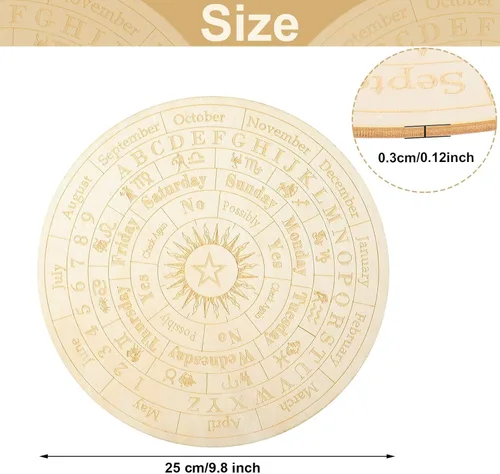 Miniatura 2 de Tablero de péndulo de estrellas de madera, tablero de mensajes metafísicos de adivinación para brujería, kit de suministros de altar wicca