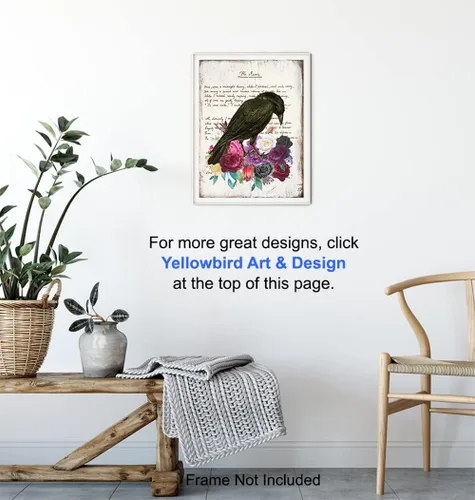 Miniatura 5 de The Raven Edgar Allan Poe Decor – Regalo para medieval, gótico, Wicca, Wiccano, brujería, abanico oculto, mujer, arte de pared gótico – Póster