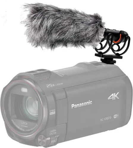 Miniatura 6 de Micrófono avanzado súper cardioide (estéreo/escopeta) con manguito de viento de gato muerto compatible con Panasonic HC-X1000