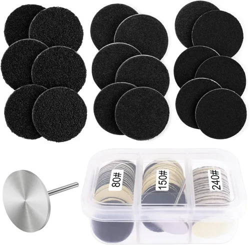 Discos de papel de lija con broca de metal para uñas, discos de papel de lija de 0.984 in, discos de papel de lija para manicura y pedicura, #80 #