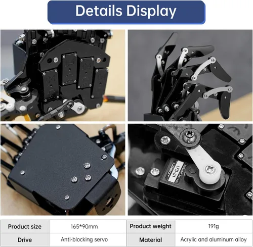 Miniatura 4 de Mano de Robot de Cinco Dedos con Movimiento Exclusivo, Brazo Mecánico Biónico de Robot de Bricolaje, Mano Izquierda
