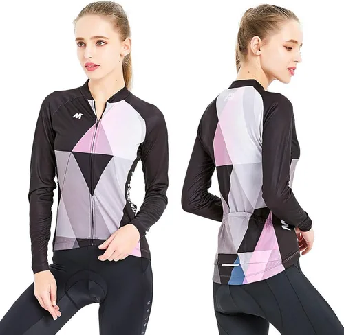 Miniatura 8 de Mysenlan - Conjunto de camiseta de ciclismo de manga larga transpirable con acolchado 3D, pantalones largos para bicicleta
