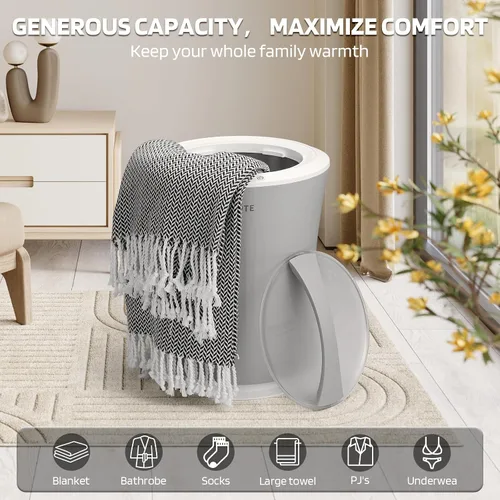 Miniatura 5 de Lagute Calentador de toallas de 20L para baño, temporizador de 3 niveles, alarma de advertencia y luz RGB, apagado automático, cubo calefactable