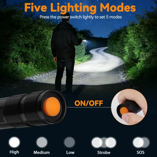 Miniatura 2 de CREE XML T6 3000 lúmenes táctico linterna LED, 5 modos, impermeable 4-Negro