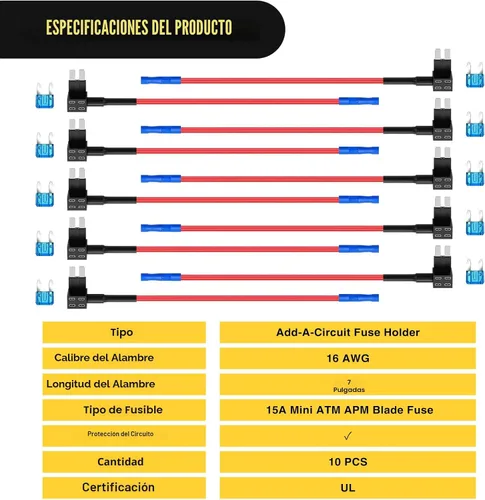 Miniatura 9 de Nilight Portafusibles para añadir a un circuito, adaptador de llave de fusible Mini ATM APM Blade, paquete de 10, 2 años de garantía 10 piezas mini