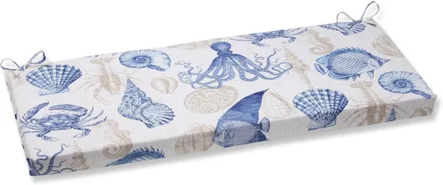 Pillow Perfect Sealife Marine - Cojín para banco/columpio para exteriores/interiores, 45 x 18 pulgadas, azul