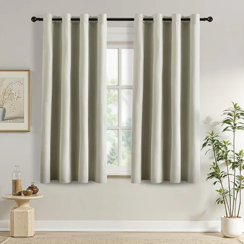 Miniatura 46 de DONREN Cortinas opacas de lino con aislamiento térmico de 52 x 95 pulgadas, cortinas de oscurecimiento de habitación con ojales para dormitorio