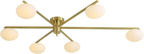 Miniatura 13 de Lámpara de araña moderna Sputnik de 3 luces con pantalla de vidrio lechoso - Lámpara de techo empotrada negra para cocina