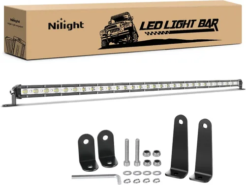 Miniatura 8 de Nilight 2 piezas de 7 pulgadas y 18 W ultra delgado de una sola fila LED de inundación barra de luz antiniebla, luz de trabajo para todoterreno