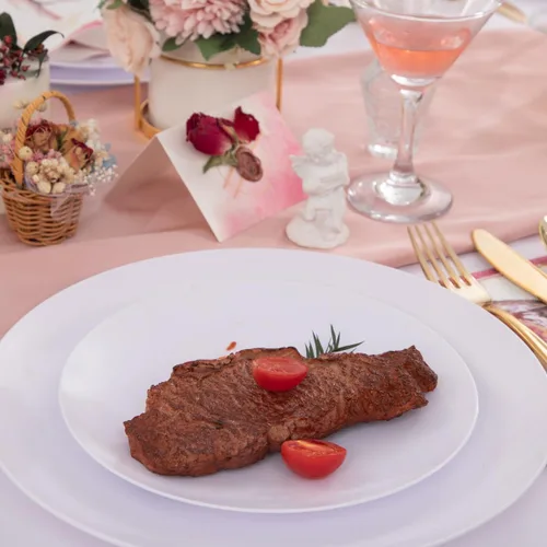 Miniatura 2 de Hioasis 100 platos de plástico blanco para fiestas, platos llanos desechables de 7.5 pulgadas, resistentes, elegantes y elegantes para bodas y bodas