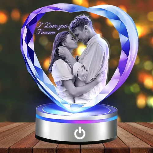 Foto de cristal 3D personalizada, regalos personalizados para mujeres, mamá, marco de fotos de cristal, regalos de aniversario personalizados de