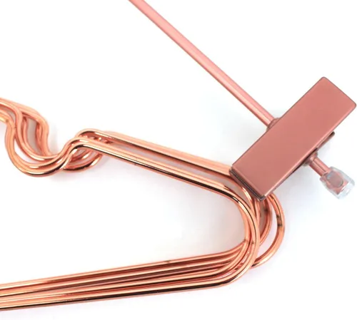 Miniatura 4 de 13.0 in Tamaño Niño Rosa Cobre Oro Brillante Metal Alambre Top Perchas de Ropa para Camisas Abrigo Almacenamiento y Exhibición