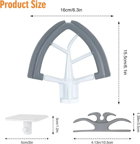 Miniatura 3 de Varilla Flex Edge para batidora KitchenAid con cabezal inclinable de 4.5-5 cuartos, pala plana con bordes de silicona flexible que sirve como