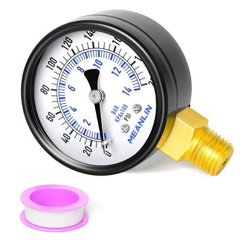 Miniatura 18 de MEANLIN MEASURE Medidor de presión de bomba de pozo de 0-100 psi, esfera de cara de 2 pulgadas, NPT de 1/4 pulgadas para bomba de pozo, probador