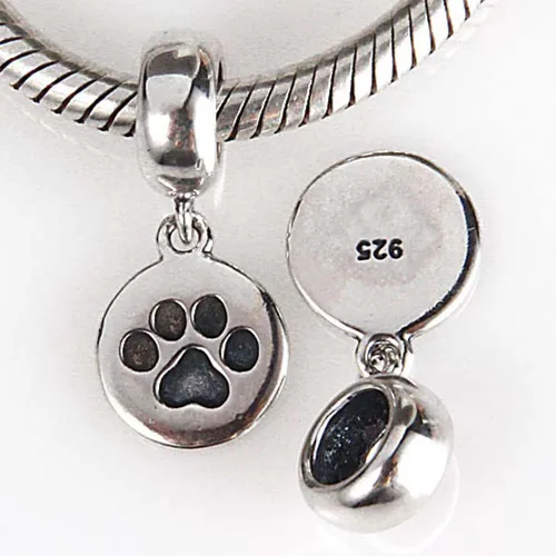Miniatura 4 de LAMOONY Dijes de pata de perro de cachorro de plata de ley 925 con colgante de pata de animal para pulseras de bricolaje, Plata esterlina, plata