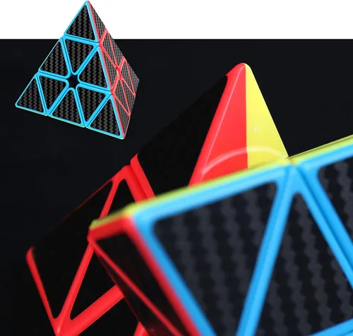 Miniatura 2 de AMAZA Cubo de velocidad de pirámide 3X3 de fibra de carbono Pegatina Puzzle Cubo 3X3X3 Speed Cube Triángulo Cubo Mágico Puzzle Juguete Cubo Mágico