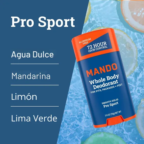 Miniatura 4 de Mando Desodorante de cuerpo entero para hombres, barra lisa y sólida, control de olores de 72 horas, sin aluminio, sin bicarbonato de sodio, seguro