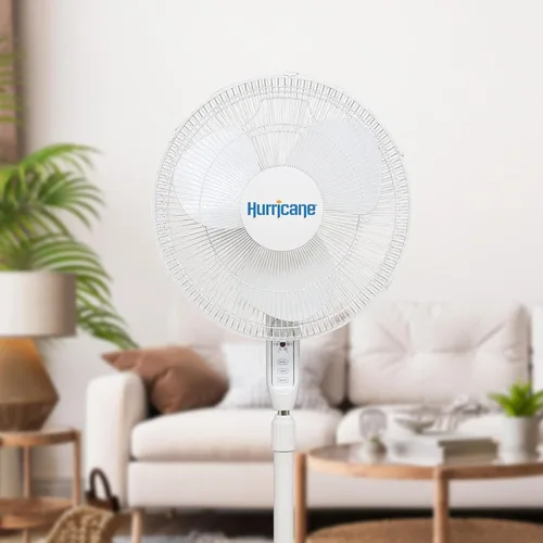 Miniatura 6 de Hurricane Ventilador de pedestal oscilante para el hogar y el dormitorio, 16 pulgadas supremo, blanco, ventilador eléctrico portátil de pie