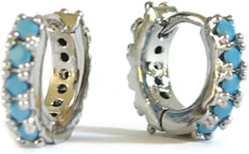 Dainty Tiny Cutie - Aros de doble cara turquesa de 0.236 in hechos a mano, hipoalergénicos en Estados Unidos